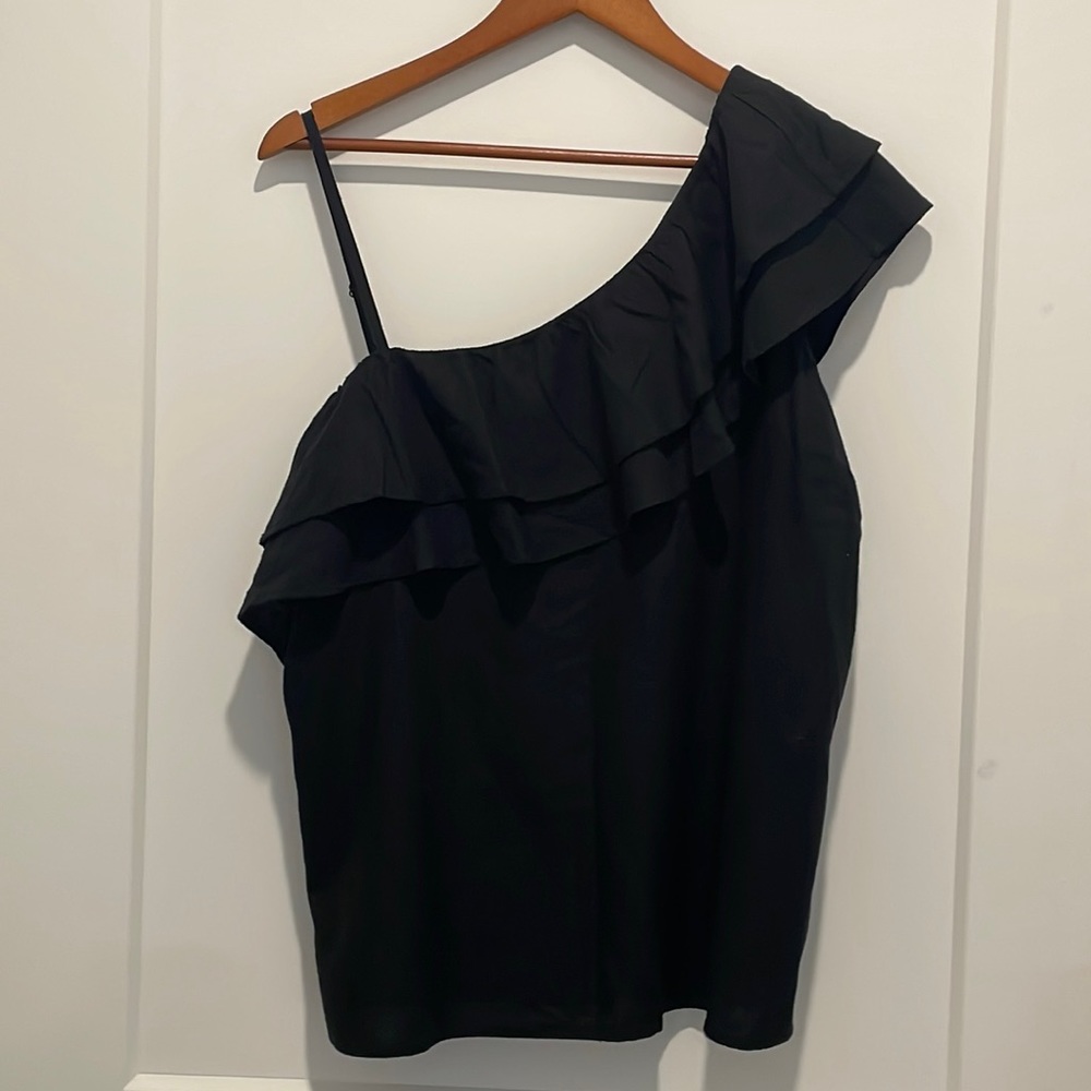 Old navy asymmetrical ruffle linen blend tank